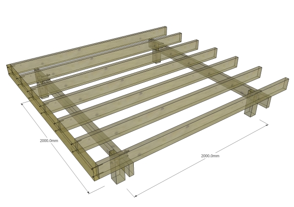 Decking Substructure Post and Beam Construction drawing design