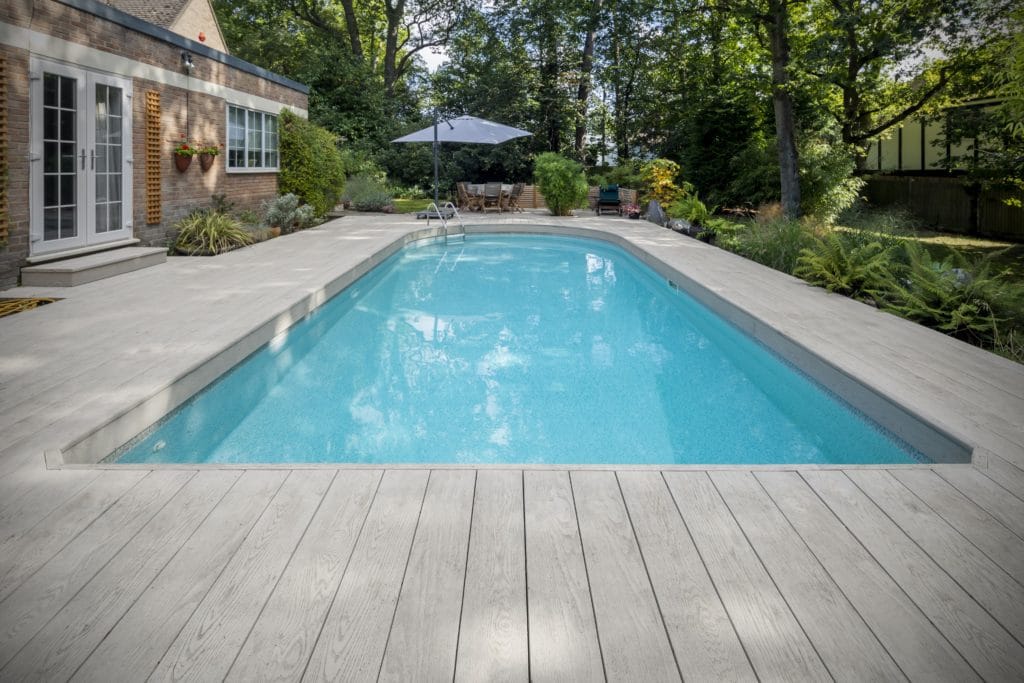 composite decking swimming pool terrace london