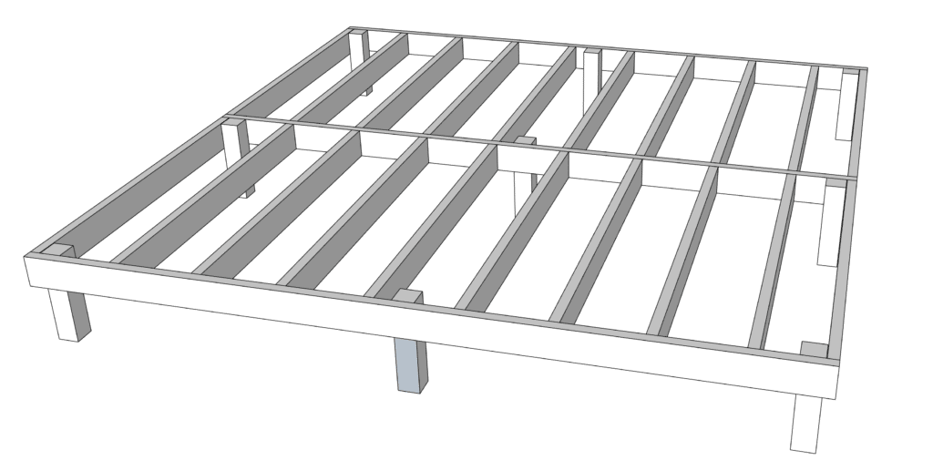 decking joists in-between the beams