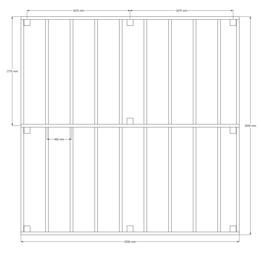 3.6 metre decking frame with dimensions