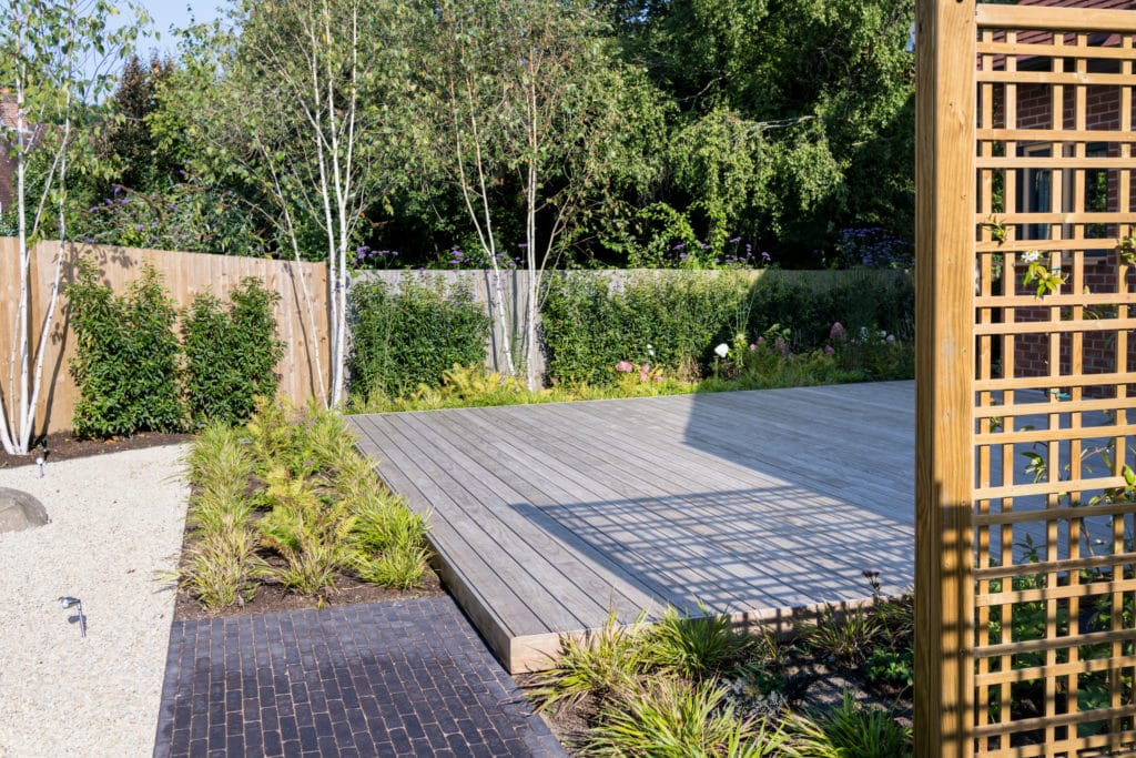 Grey weathered kebony decking in Surrey