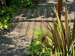 Relaxing garden retreat with decking in Hertfordshire