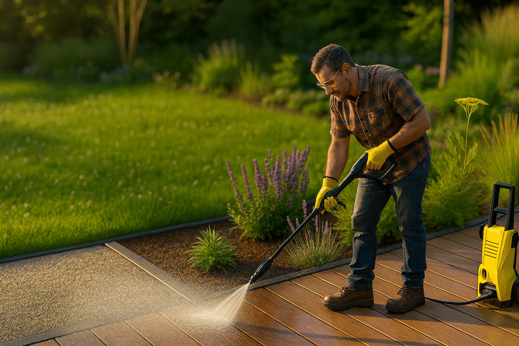 Autumn deck maintenance steps jet washing advice