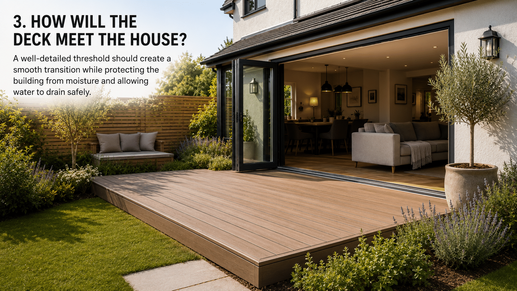 how will decking meet the house