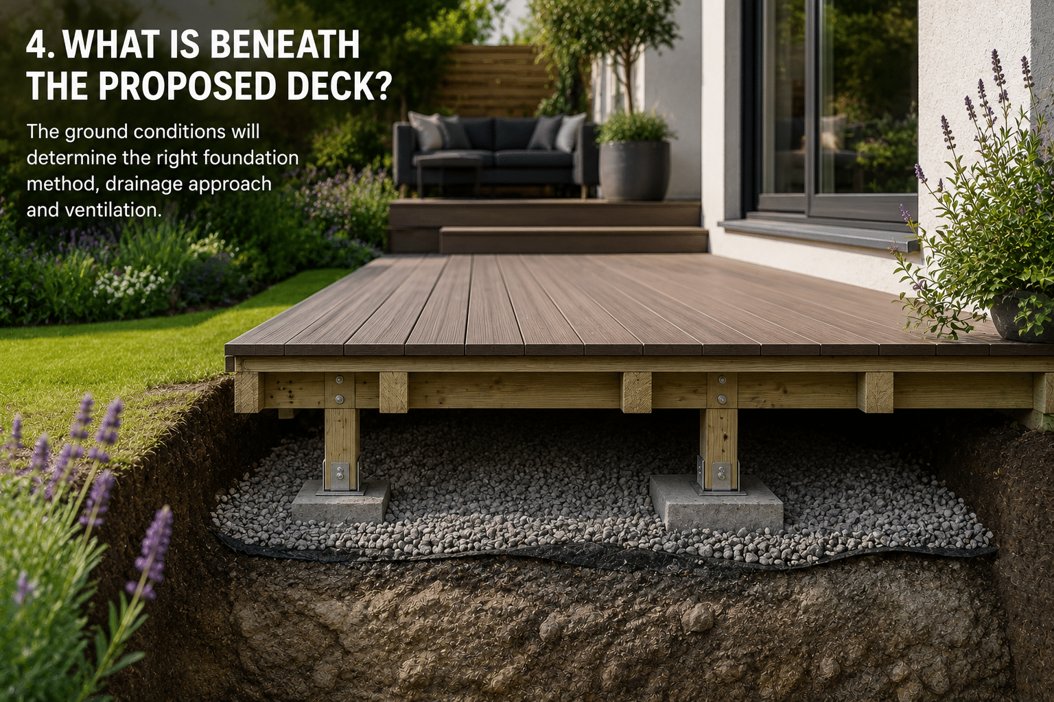 what is proposed under the deck, airflow and drainage