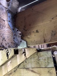 Incorrect joist hanger under decking is something worth considering as they are not the same